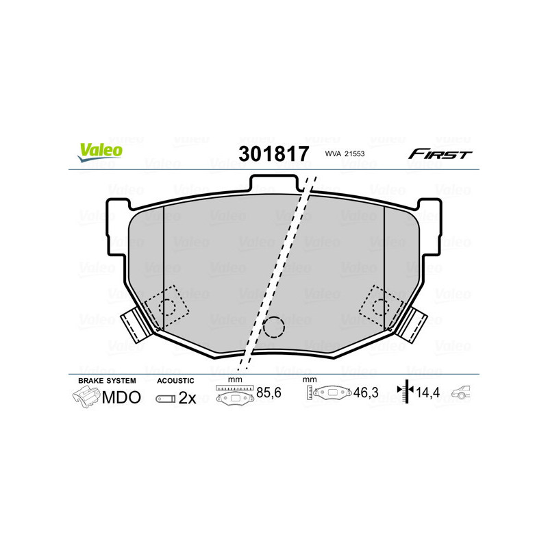 VALEO 301817 Klocki hamulcowe Tył dla