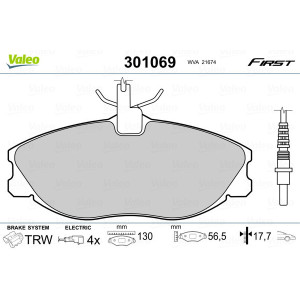 VALEO 301069 Pastillas de freno Delantero para