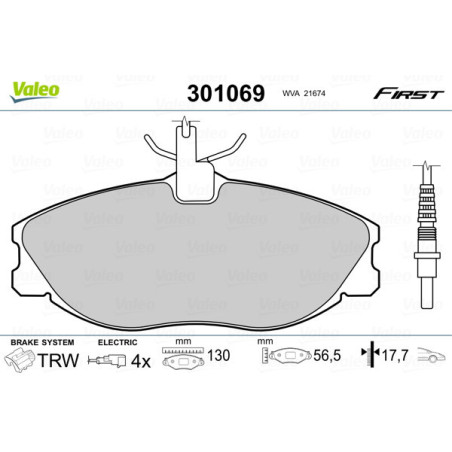 VALEO 301069 Pastiglie freno Anteriore per