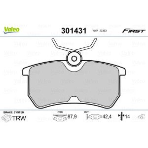 VALEO 301431 Pastiglie freno Posteriore per