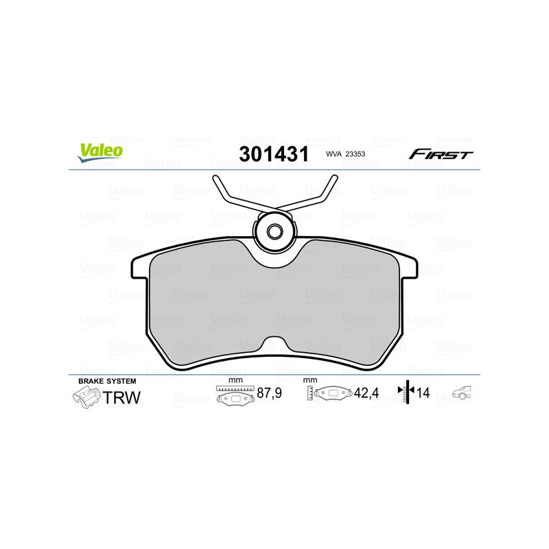 VALEO 301431 Plaquettes de frein Arrière pour