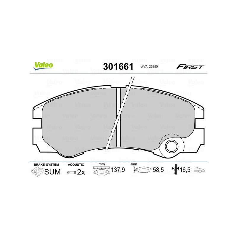 VALEO 301661 Brzdové platničky Predné pre