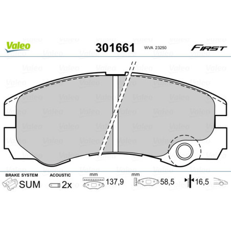 VALEO 301661 Pastiglie freno Anteriore per