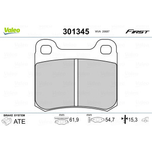 VALEO 301345 Brzdové platničky Zadné pre