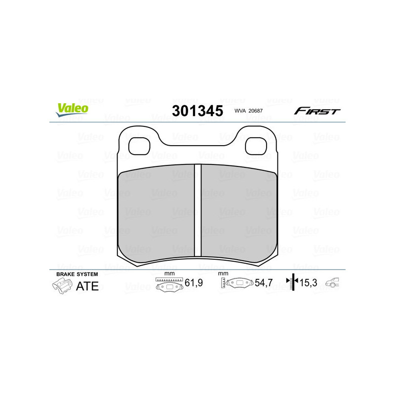 VALEO 301345 Brzdové platničky Zadné pre
