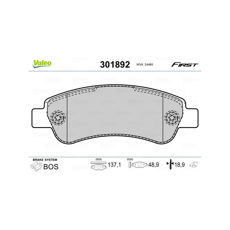 VALEO 301892 Pastillas de freno Trasero para