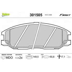 VALEO 301505 Brzdové destičky Přední pro