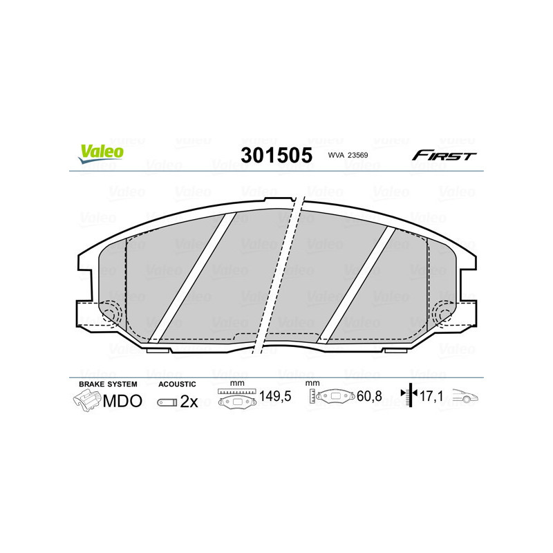 VALEO 301505 Bremsbeläge Vorne für