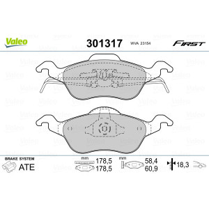 VALEO 301317 Brzdové platničky Predné pre
