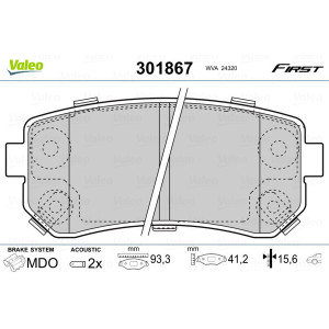 VALEO 301867 Brzdové platničky Zadné pre