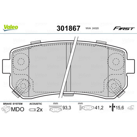 VALEO 301867 Brake Pads Set Rear for