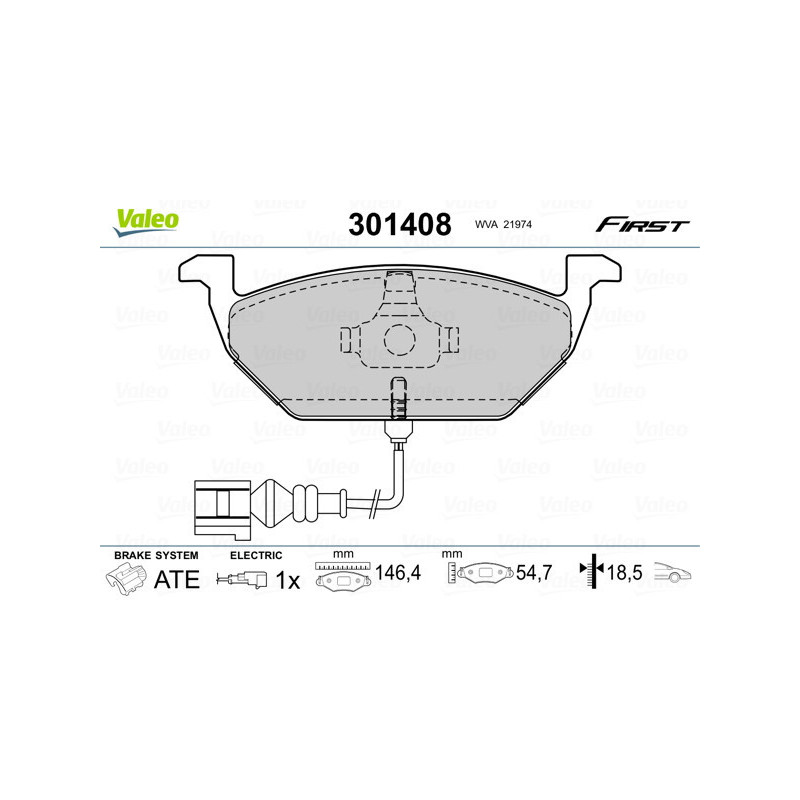 VALEO 301408 Plaquettes de frein Avant pour