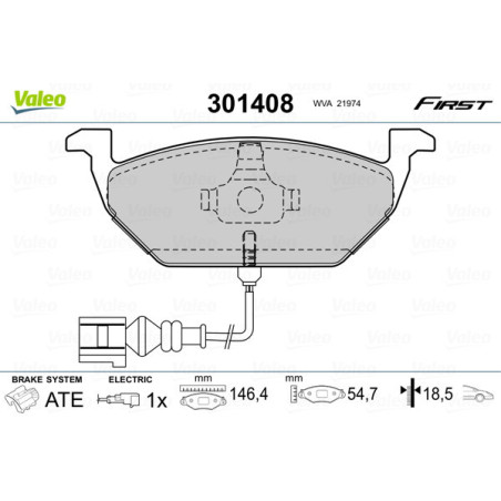 VALEO 301408 Pastillas de freno Delantero para