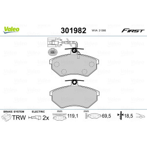 VALEO 301982 Klocki hamulcowe Przód dla