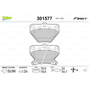 VALEO 301577 Pastillas de freno Trasero para