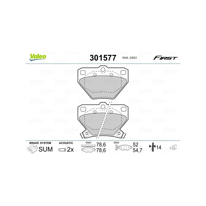VALEO 301577 Klocki hamulcowe Tył dla