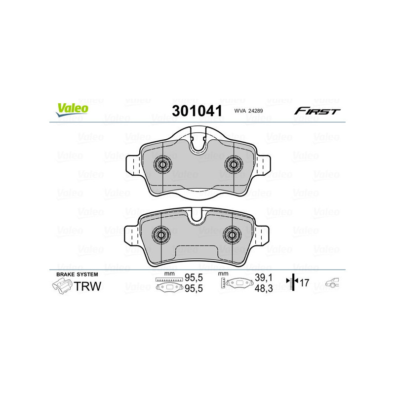 VALEO 301041 Klocki hamulcowe Tył dla