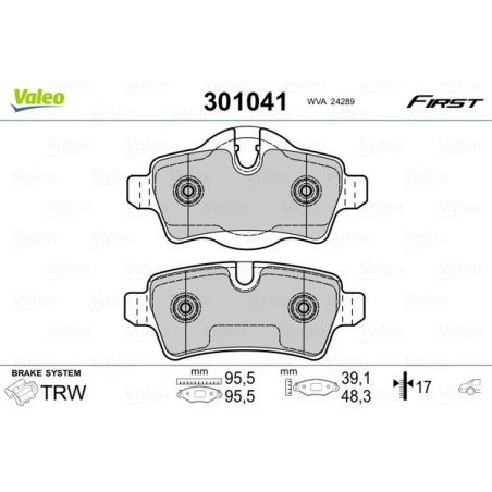 VALEO 301041 Klocki hamulcowe Tył dla
