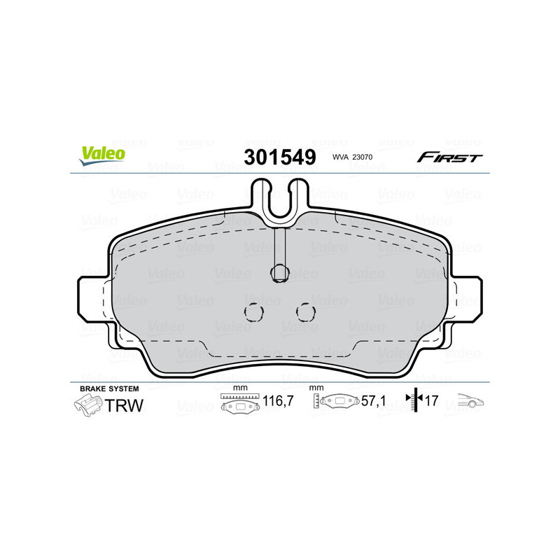 VALEO 301549 Klocki hamulcowe Przód dla