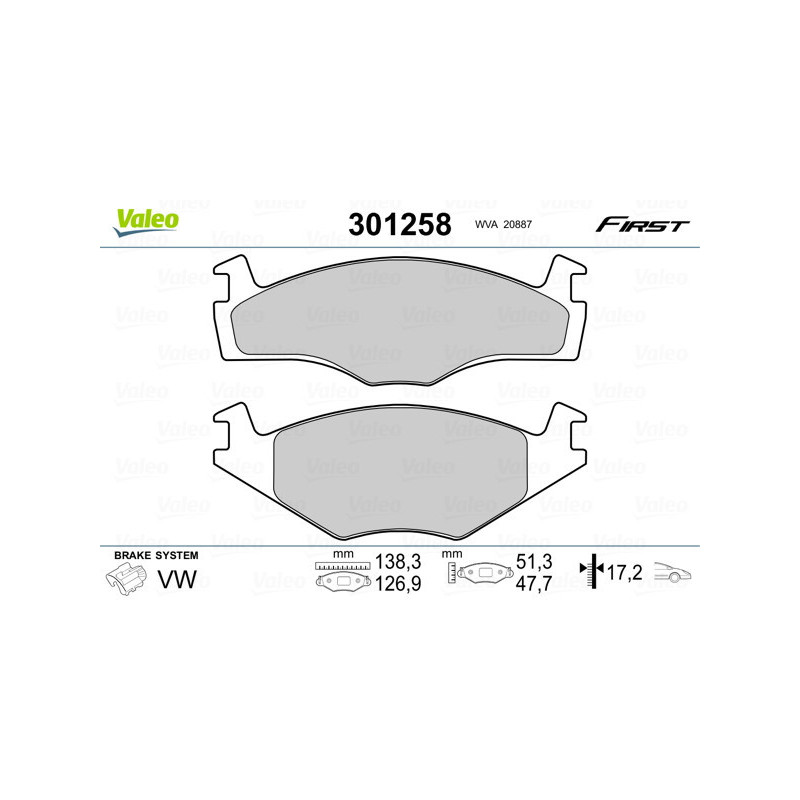VALEO 301258 Pastiglie freno Anteriore per