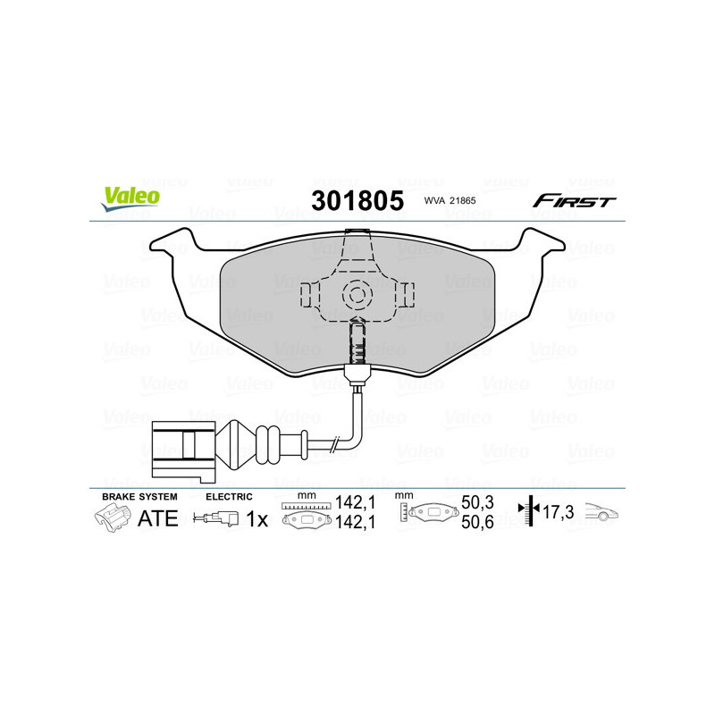 VALEO 301805 Brzdové platničky Predné pre