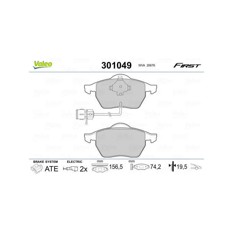 VALEO 301049 Brzdové destičky Přední pro