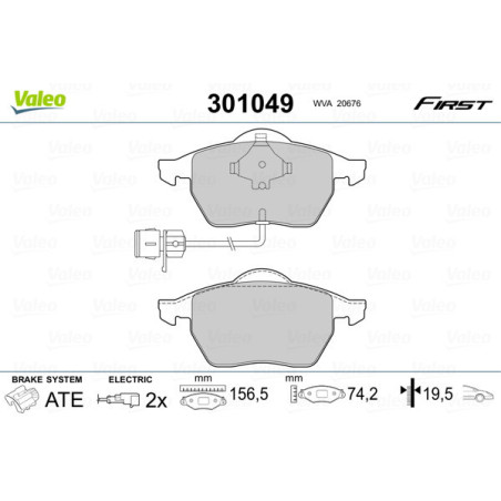 VALEO 301049 Plaquettes de frein Avant pour