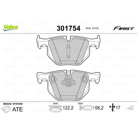 VALEO 301754 Klocki hamulcowe Tył dla