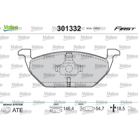 VALEO 301332 Klocki hamulcowe Przód dla