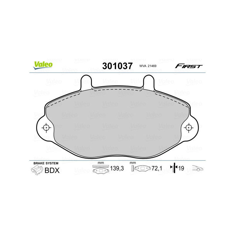 VALEO 301037 Brzdové platničky Predné pre