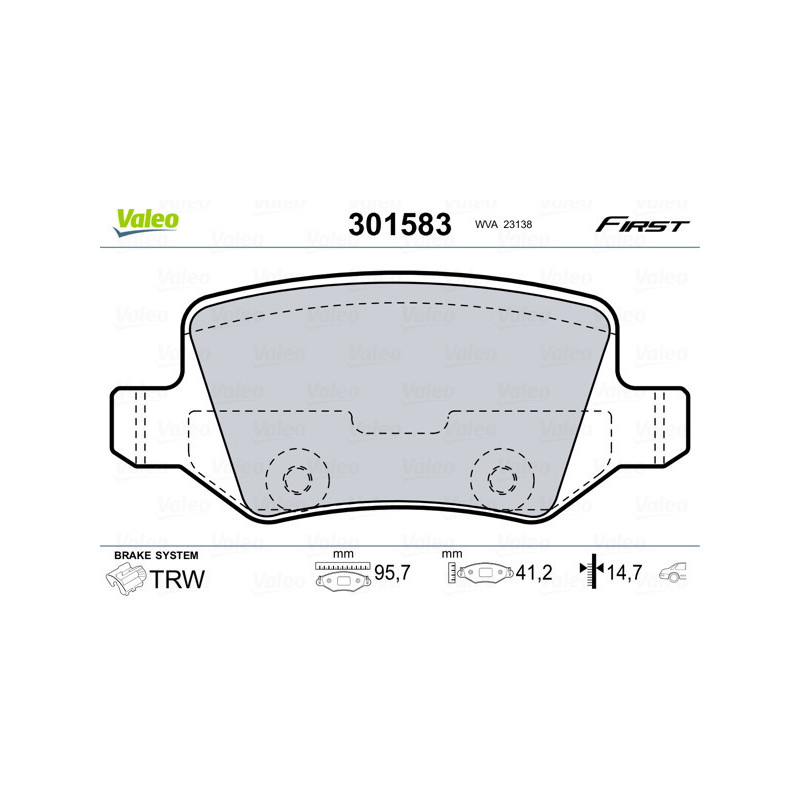 VALEO 301583 Brzdové platničky Zadné pre