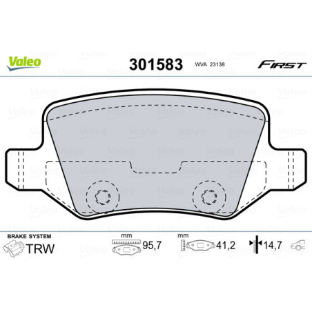 VALEO 301583 Brake Pads Set Rear for