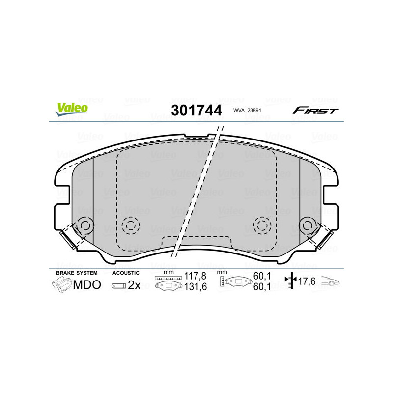 VALEO 301744 Plaquettes de frein Avant pour