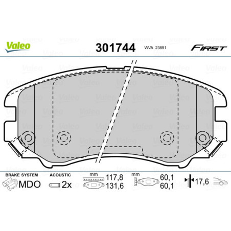 VALEO 301744 Plaquettes de frein Avant pour