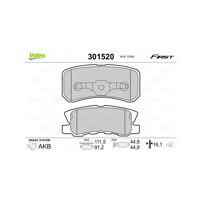 VALEO 301520 Pastillas de freno Trasero para