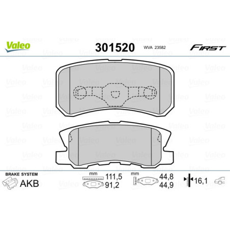 VALEO 301520 Brake Pads Set Rear for