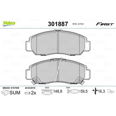 VALEO 301887 Brake Pads Set Front for