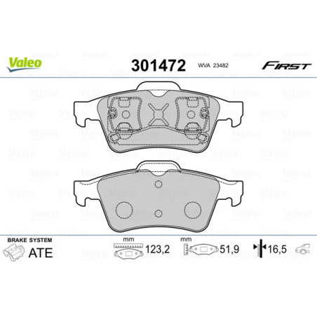 VALEO 301472 Bremsbeläge Hinten für