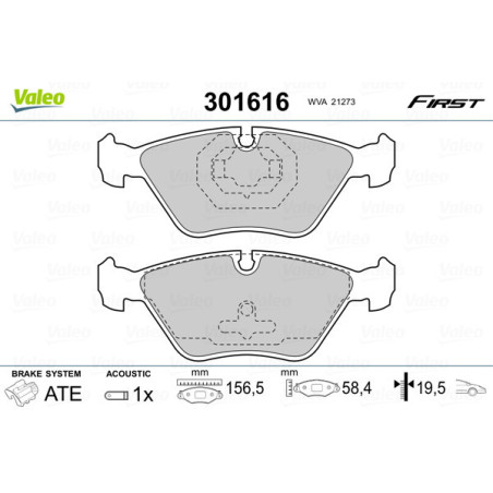 VALEO 301616 Pastiglie freno Anteriore per