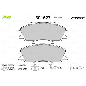 VALEO 301627 Brzdové platničky Predné pre