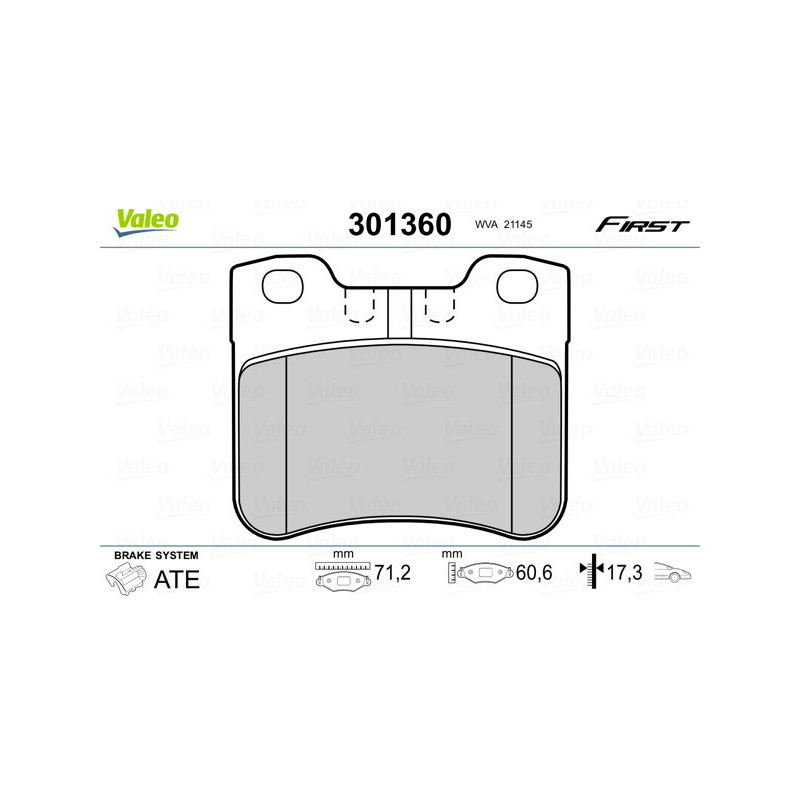 VALEO 301360 Brzdové platničky Predné pre