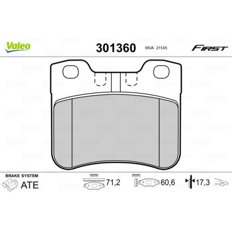 VALEO 301360 Brzdové destičky Přední pro