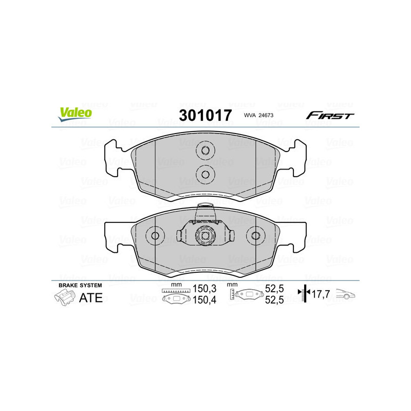 VALEO 301017 Pastiglie freno Anteriore per