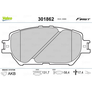 VALEO 301862 Brzdové destičky Přední pro