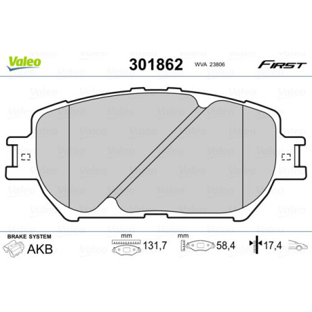 VALEO 301862 Klocki hamulcowe Przód dla