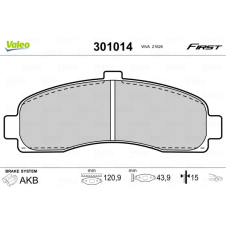 VALEO 301014 Plaquettes de frein Avant pour