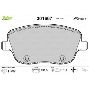 VALEO 301667 Brzdové platničky Predné pre