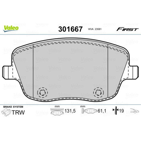 VALEO 301667 Pastiglie freno Anteriore per