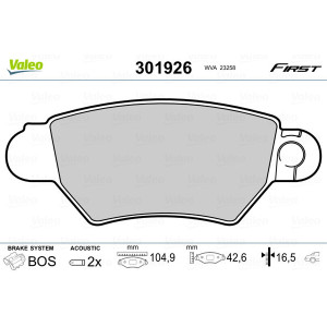 VALEO 301926 Pastillas de freno Trasero para