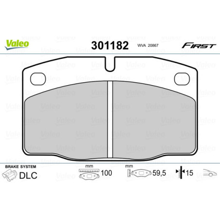 VALEO 301182 Klocki hamulcowe Przód dla
